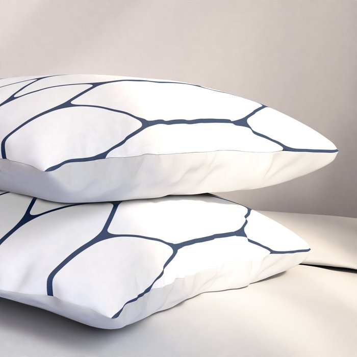 Long Honeycomb Minimalist Geometric Pattern in Nautical Navy Blue and White Pillow Sham Gallery Image 3