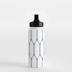 Long Honeycomb Minimalist Geometric Pattern in Nautical Navy Blue and White Water Bottle Gallery Image 2