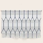 Long Honeycomb Minimalist Geometric Pattern in Nautical Navy Blue and White Wall Hanging Gallery Image 1