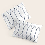 Long Honeycomb Minimalist Geometric Pattern in Nautical Navy Blue and White Pillow Sham Gallery Image 3