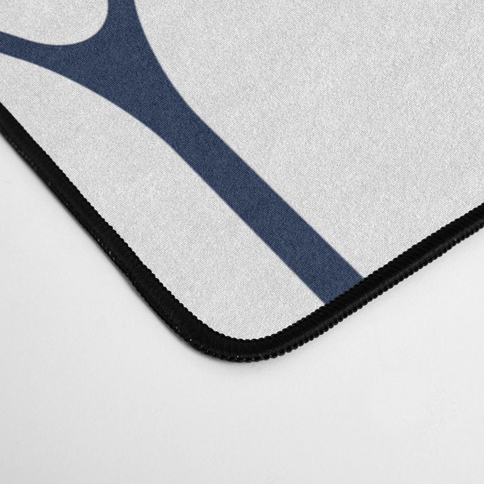 Long Honeycomb Minimalist Geometric Pattern in Nautical Navy Blue and White Desk Mat Gallery Image 4