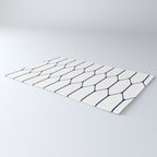 Long Honeycomb Minimalist Geometric Pattern in Nautical Navy Blue and White Rug Gallery Image 3
