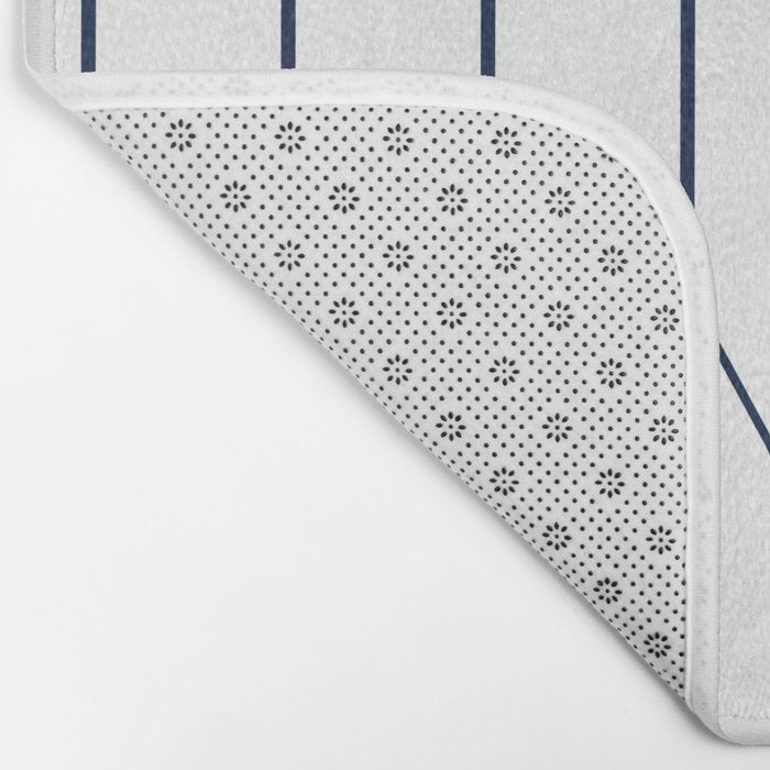 Long Honeycomb Minimalist Geometric Pattern in Nautical Navy Blue and White Bath Mat Gallery Image 2