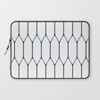 Long Honeycomb Minimalist Geometric Pattern in Nautical Navy Blue and White Laptop Sleeve Gallery Image 1