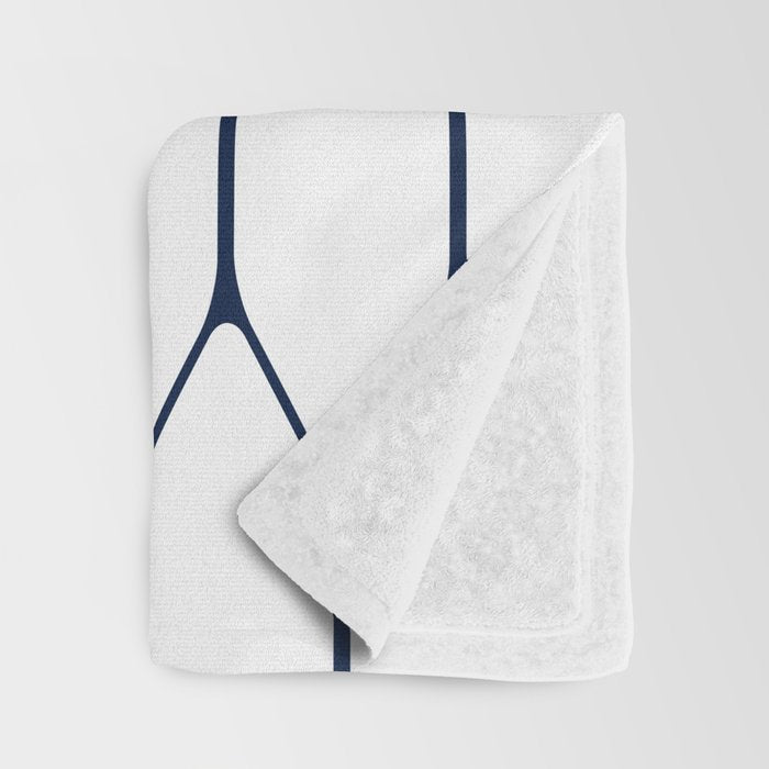 Long Honeycomb Minimalist Geometric Pattern in Nautical Navy Blue and White Throw Blanket Gallery Image 3