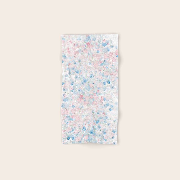 light pink and blue baby's breath flowers pattern Bath Towel Gallery Image 1