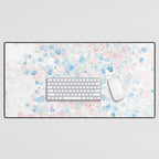 light pink and blue baby's breath flowers pattern Desk Mat Gallery Image 1