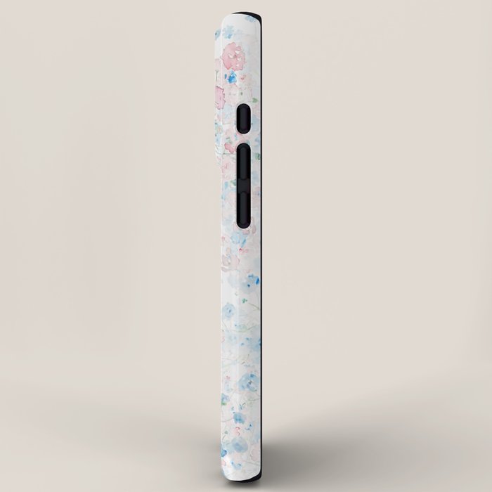 light pink and blue baby's breath flowers pattern iPhone Case Gallery Image 2