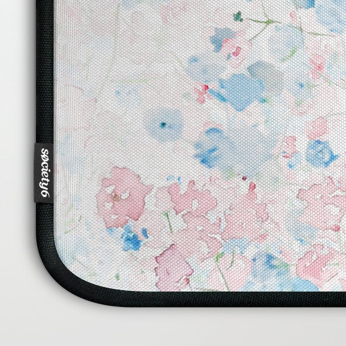 light pink and blue baby's breath flowers pattern Laptop Sleeve Gallery Image 3