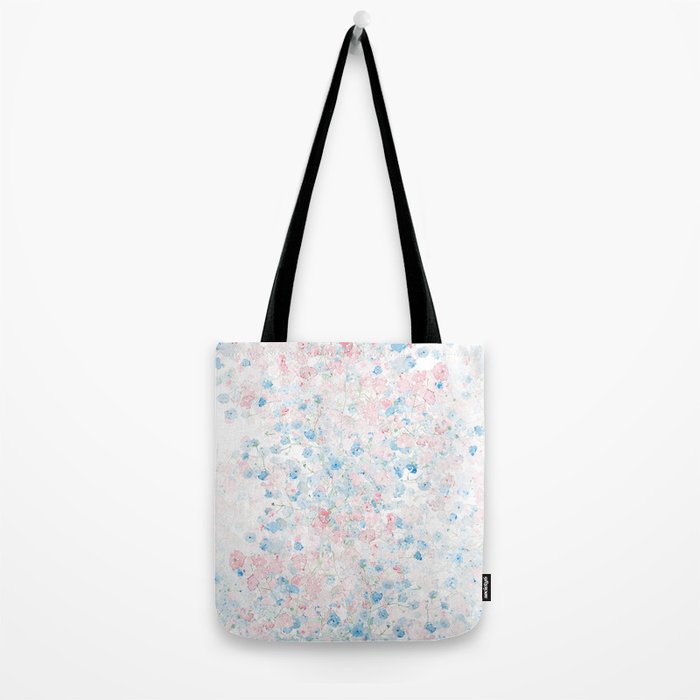 light pink and blue baby's breath flowers pattern Tote Bag Gallery Image 2