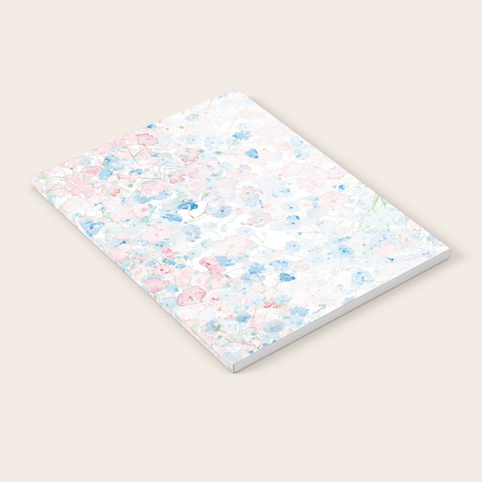 light pink and blue baby's breath flowers pattern Notebook Gallery Image 2