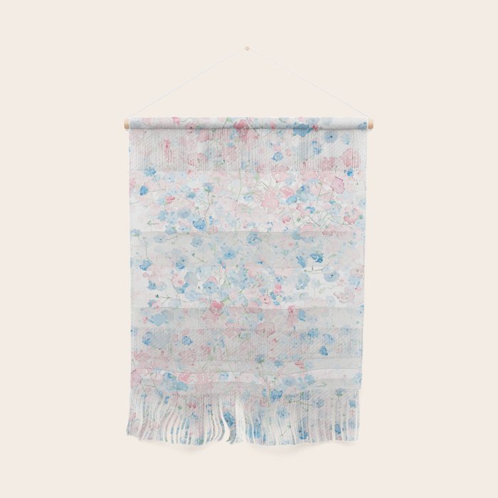 light pink and blue baby's breath flowers pattern Wall Hanging Gallery Image 1