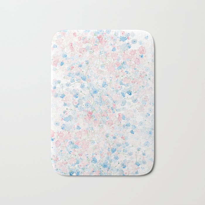 light pink and blue baby's breath flowers pattern Bath Mat Gallery Image 1