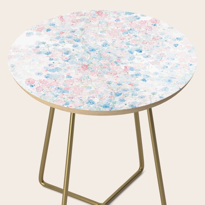 light pink and blue baby's breath flowers pattern Side Table Gallery Image 2