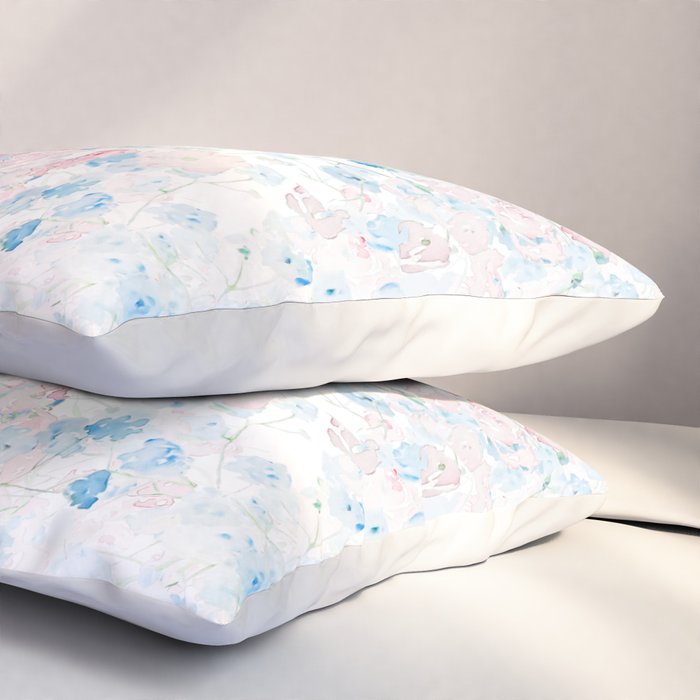 light pink and blue baby's breath flowers pattern Pillow Sham Gallery Image 3