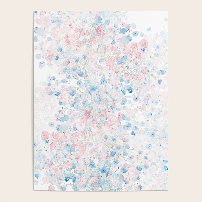 light pink and blue baby's breath flowers pattern Poster Gallery Image 4