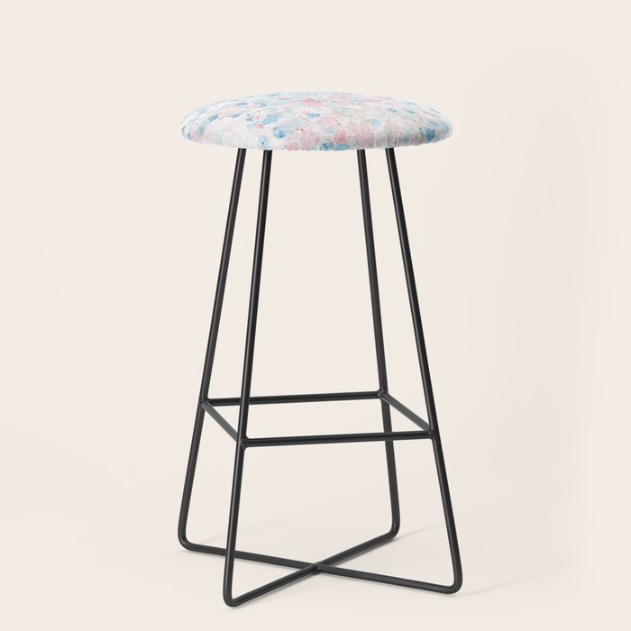 light pink and blue baby's breath flowers pattern Stool Gallery Image 1