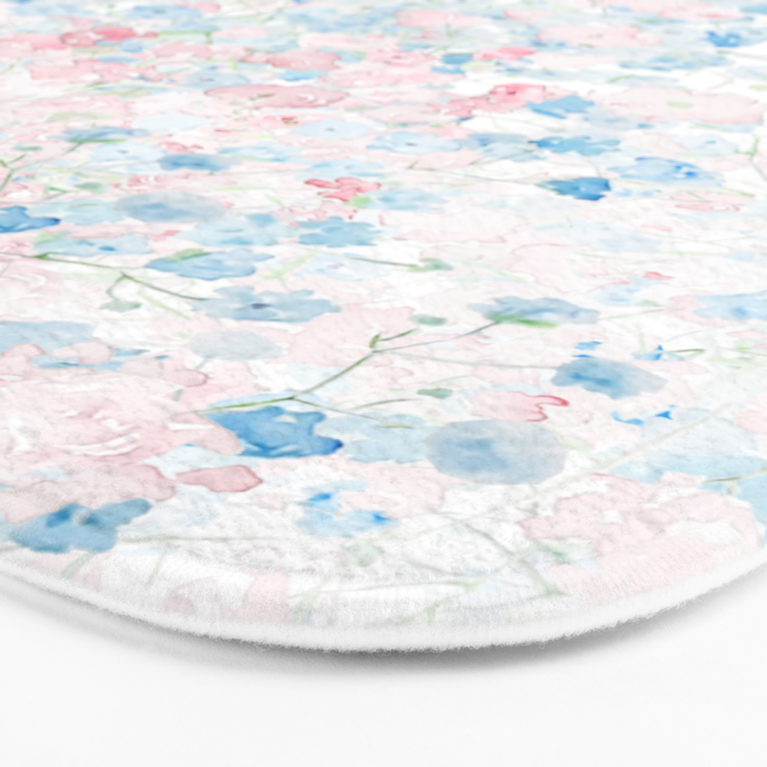 light pink and blue baby's breath flowers pattern Bath Mat Gallery Image 3