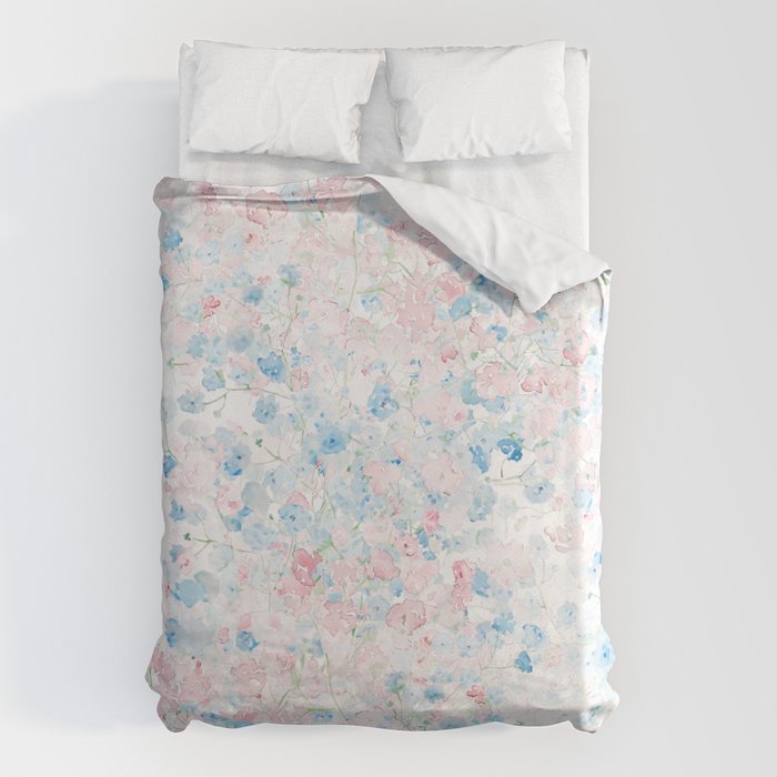 light pink and blue baby's breath flowers pattern Duvet Cover Gallery Image 6