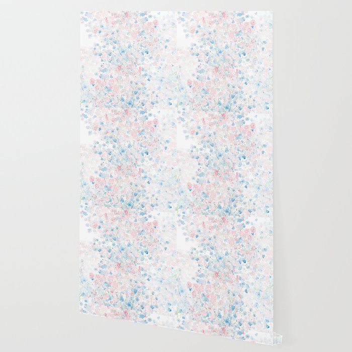 light pink and blue baby's breath flowers pattern Wallpaper Gallery Image 2