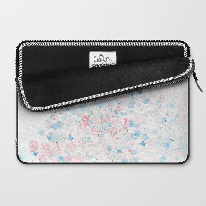 light pink and blue baby's breath flowers pattern Laptop Sleeve Gallery Image 2