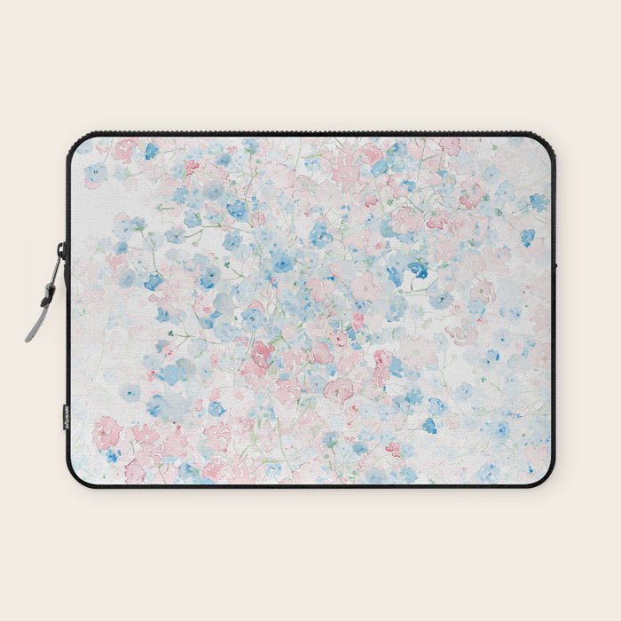 light pink and blue baby's breath flowers pattern Laptop Sleeve Gallery Image 1