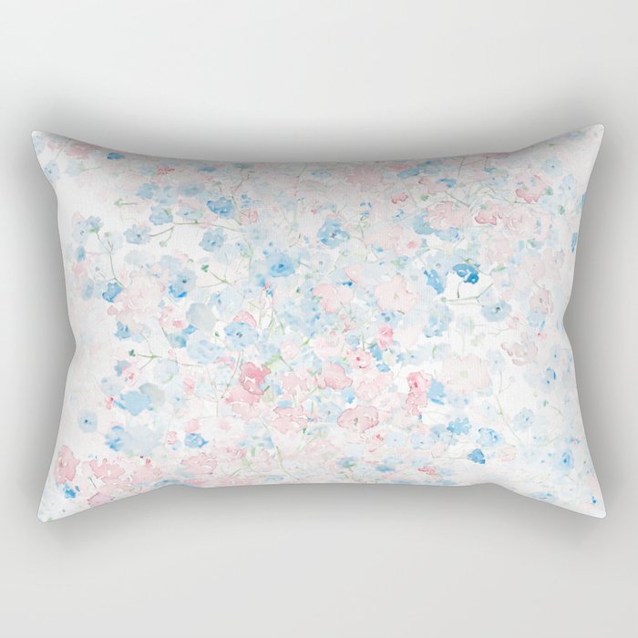 light pink and blue baby's breath flowers pattern Rectangular Pillow Gallery Image 1
