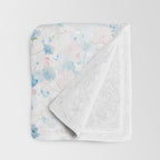 light pink and blue baby's breath flowers pattern Throw Blanket Gallery Image 3