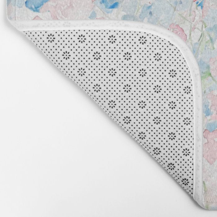 light pink and blue baby's breath flowers pattern Bath Mat Gallery Image 2