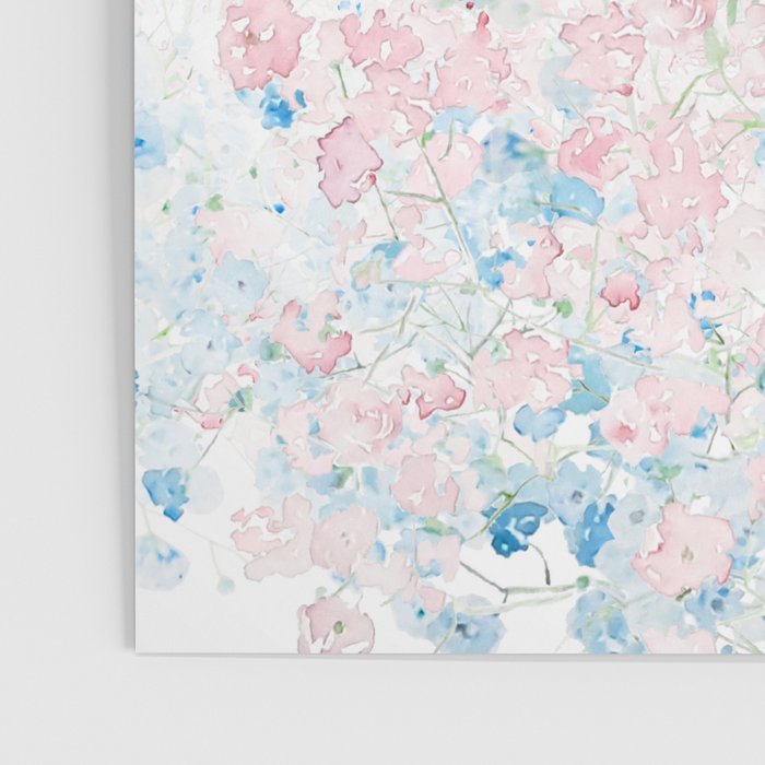 light pink and blue baby's breath flowers pattern Poster Gallery Image 3