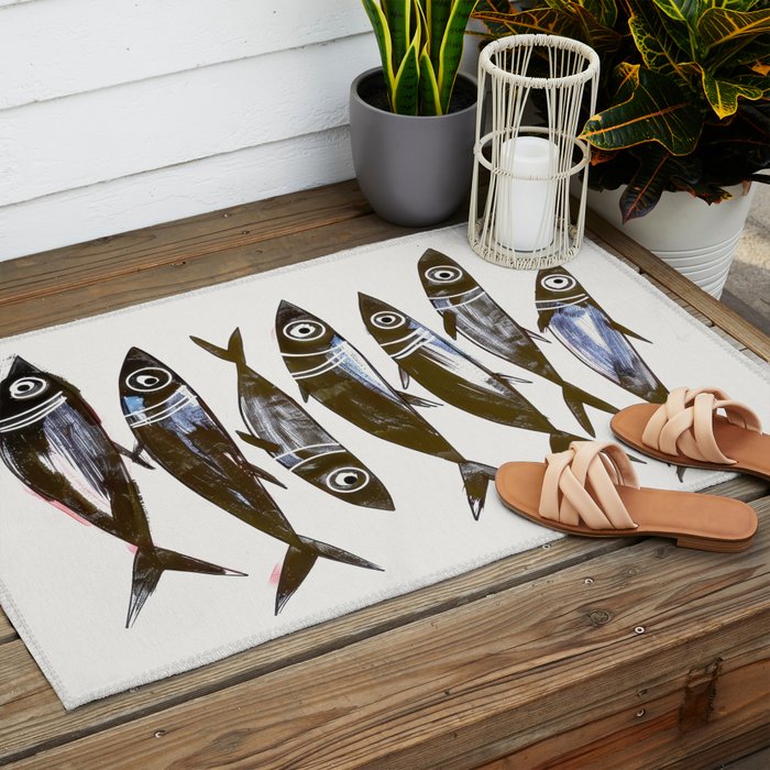 Line Fish Outdoor Rug Gallery Image 2