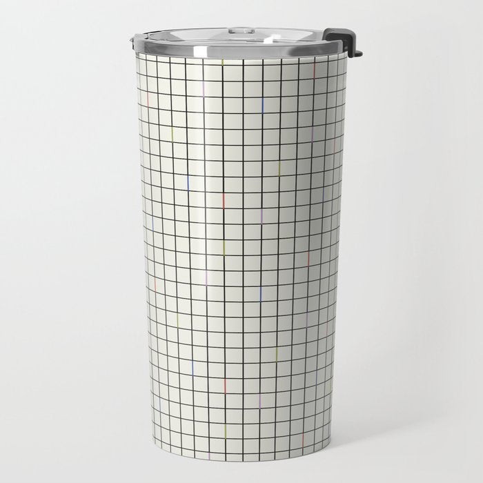 Minimalist Black and Off-White Grid with Color Accents Travel Mug Gallery Image 2