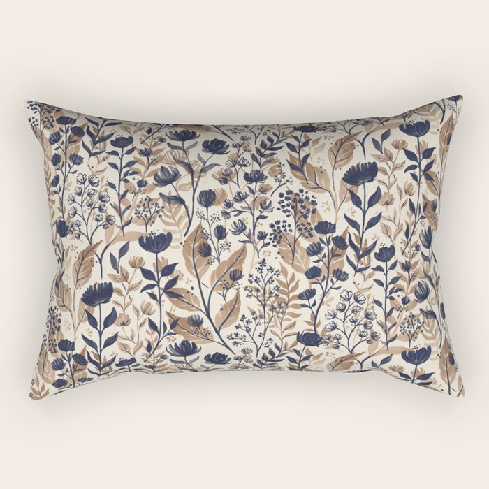 Moody Blooms Dark Neutral Rectangular Pillow Gallery Image 1