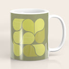 Bright Yellow Teardrop Pattern on Olive Green Coffee Mug Gallery Image 1