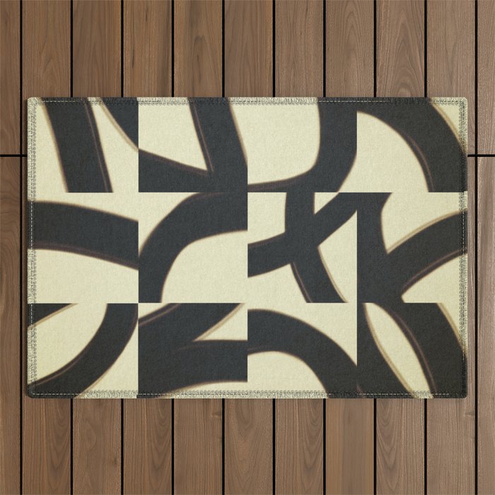 Abstract black pattern Outdoor Rug Gallery Image 1