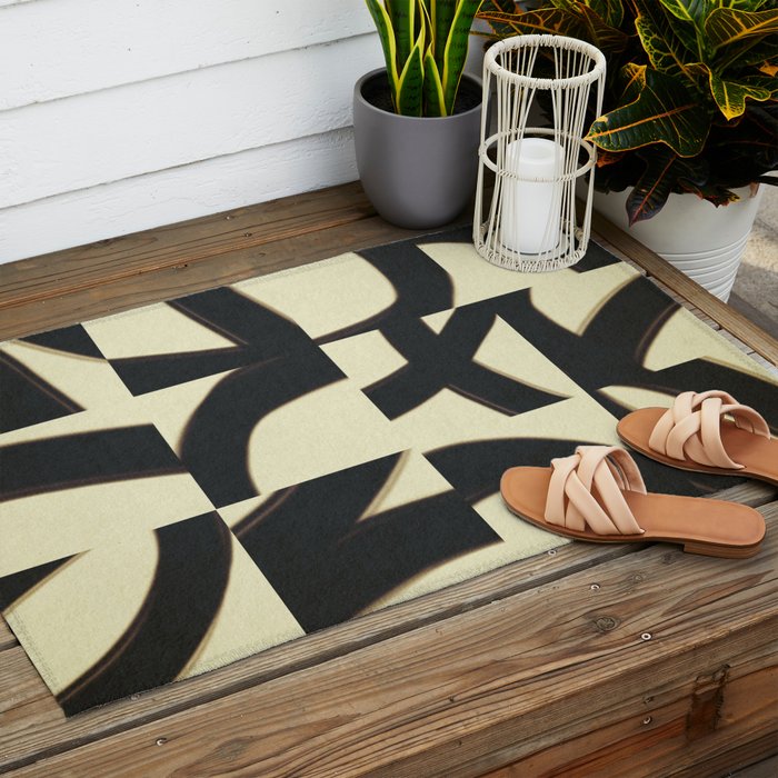 Abstract black pattern Outdoor Rug Gallery Image 2
