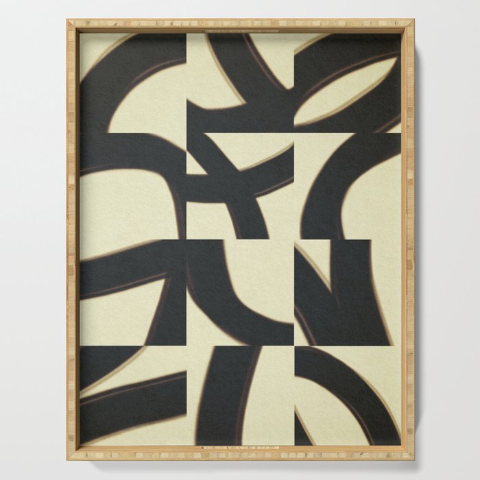 Abstract black pattern Serving Tray Gallery Image 1