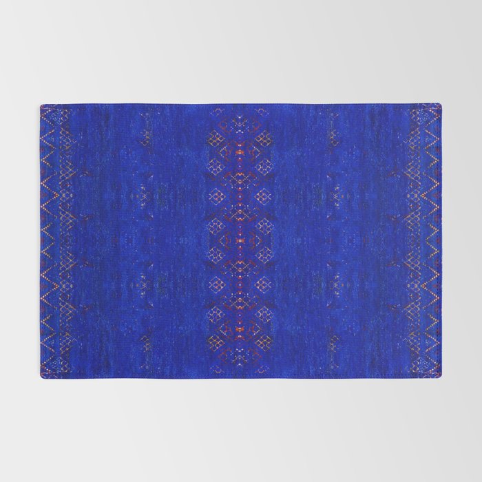 -A5- Royal Calm Blue Bohemian Moroccan Artwork. Rug Gallery Image 2