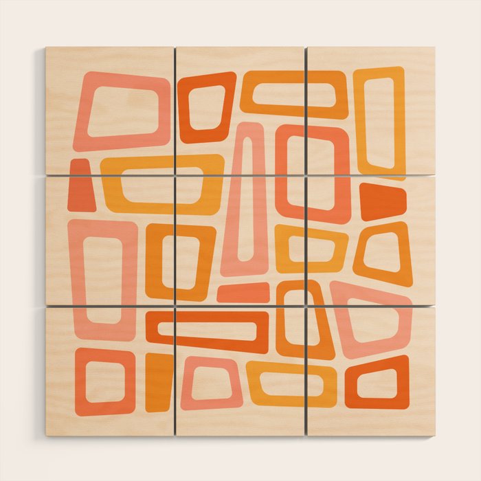 Mellow Mid Mod in Pink and Orange Wood Wall Art Gallery Image 1