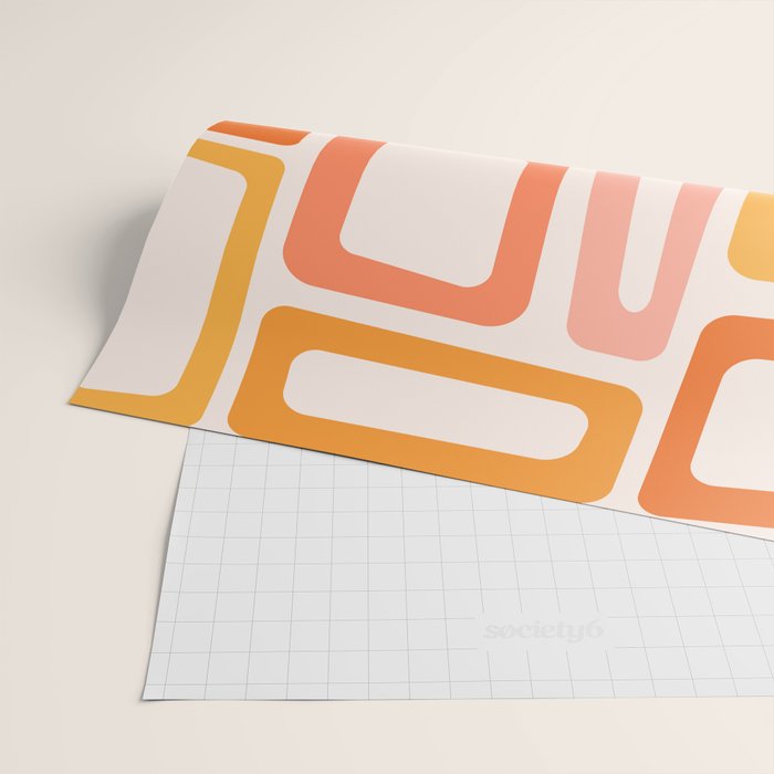 Mellow Mid Mod in Pink and Orange Wrapping Paper Gallery Image 2
