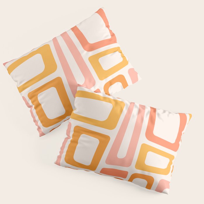 Mellow Mid Mod in Pink and Orange Pillow Sham Gallery Image 1