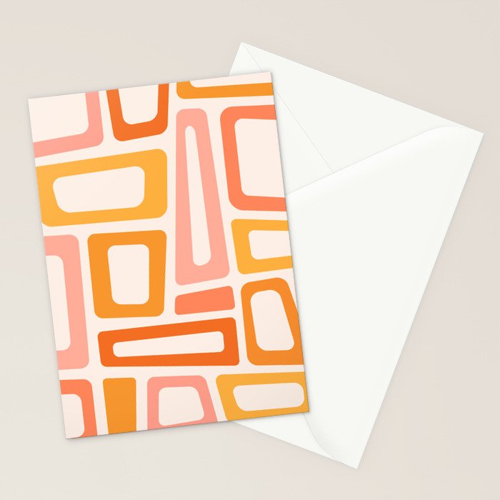 Mellow Mid Mod in Pink and Orange Stationery Card Gallery Image 2