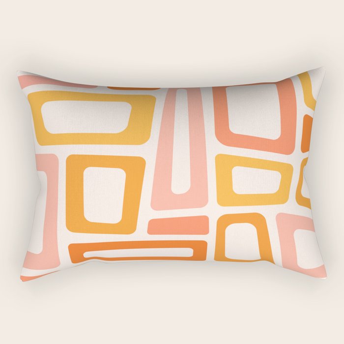 Mellow Mid Mod in Pink and Orange Rectangular Pillow Gallery Image 2