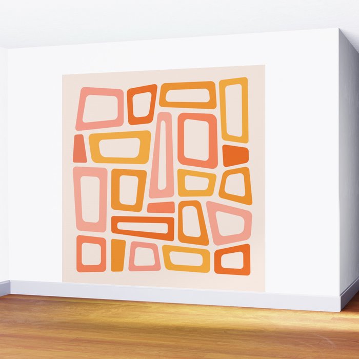 Mellow Mid Mod in Pink and Orange Wall Mural Gallery Image 2