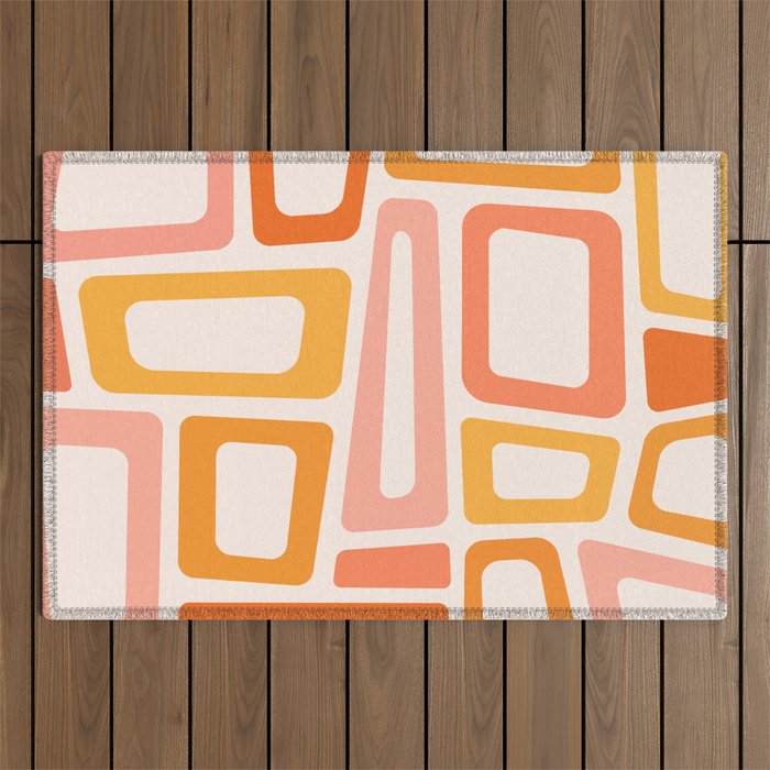 Mellow Mid Mod in Pink and Orange Outdoor Rug Gallery Image 1