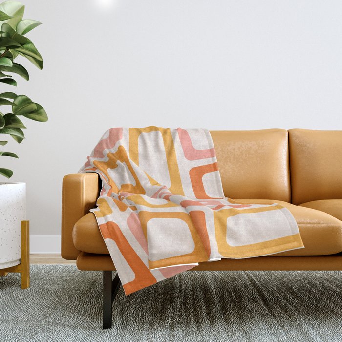 Mellow Mid Mod in Pink and Orange Throw Blanket Gallery Image 1