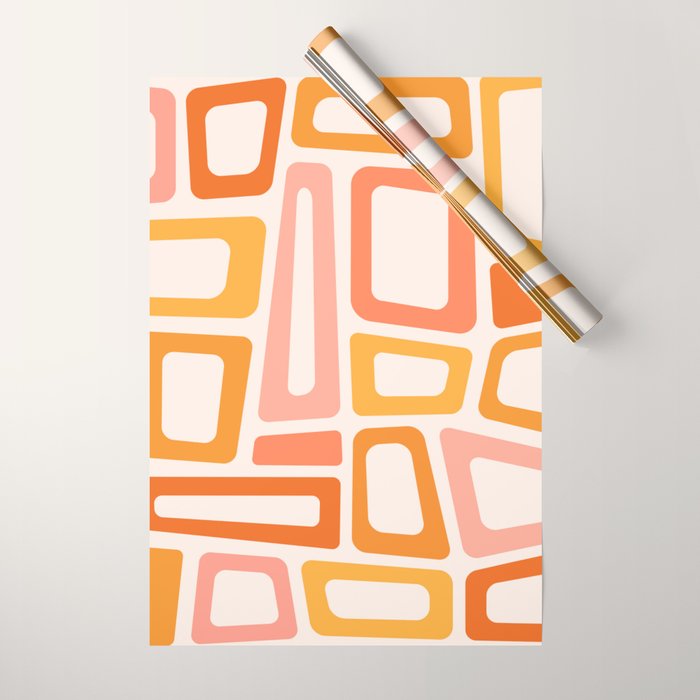 Mellow Mid Mod in Pink and Orange Wrapping Paper Gallery Image 1