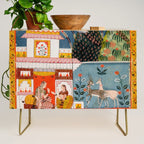 The Lonely Heroine with her Friend Indian Painted Illustration Credenza Gallery Image 1
