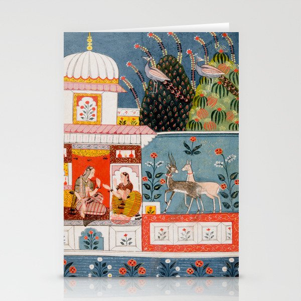 The Lonely Heroine with her Friend Indian Painted Illustration Stationery Card Gallery Image 2