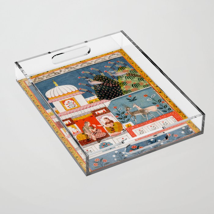 The Lonely Heroine with her Friend Indian Painted Illustration Acrylic Tray Gallery Image 1